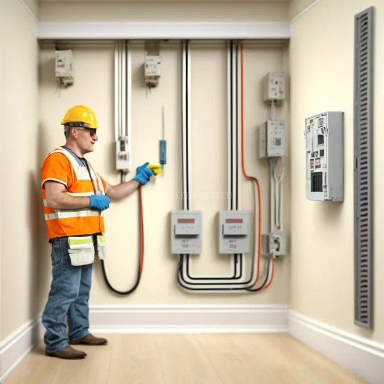 Tecnico revisando el tablero electrico de una casa